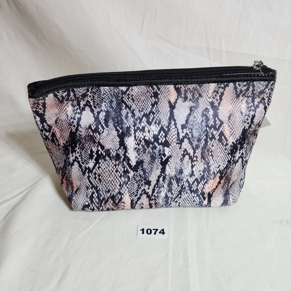 Thalia Sodi Snake Print Cosmetic Bag - Black and Pink New With Tags